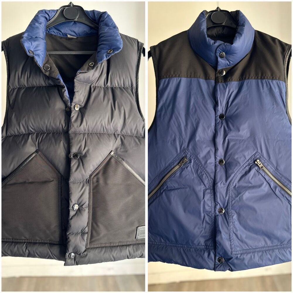 Coach Reversible Down Puffer Vest Men’s Medium Black & Blue